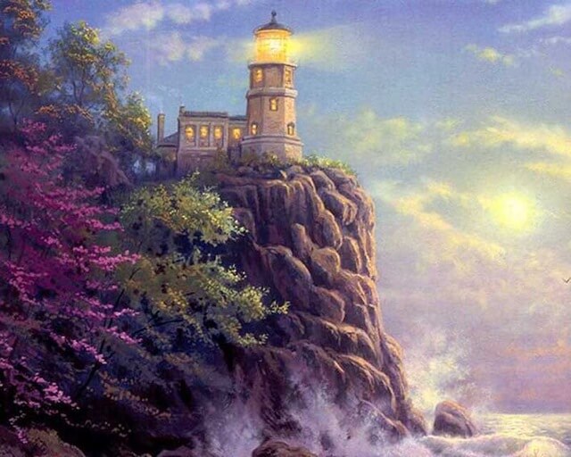 5d Diy Large Diamond Painting Kits For Adult, Seaside Lighthouse