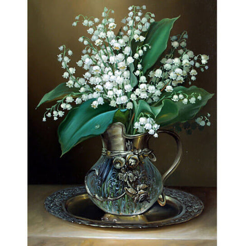 Diamond Painting White Flower Vase - OLOEE