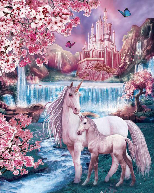 Pink Unicorn Diamond Painting Set by Wizardi. WD2472 Diamond Art