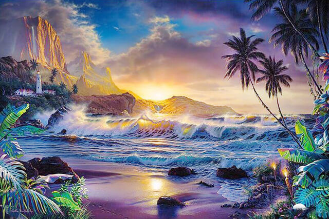 Ocean Wave Sunrise Scene Diamond Painting 