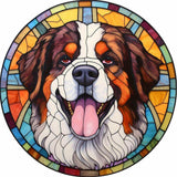 Bernese Mountain Dog Stained Glass