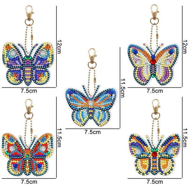 VVBAOZI vvbaozi 9 pieces diy double side full drill butterfly diamond  painting keychain hummingbird diamond art keychains for kids ad