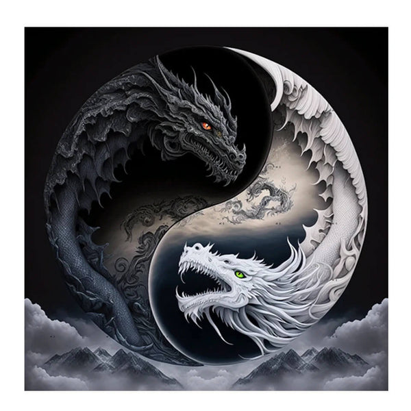 White and Black Dragons in Tai Chi Dance