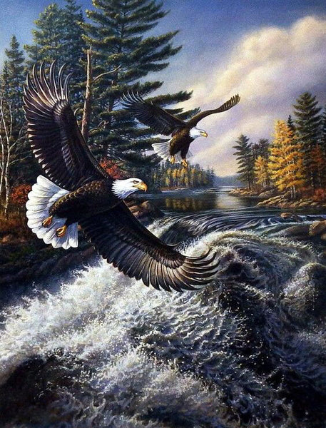 Diamond Painting Eagle Flying Above Water - OLOEE