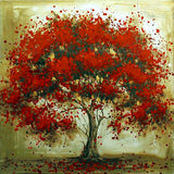 Diamond Painting Thick Red Leaves Tree - OLOEE