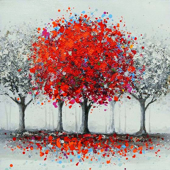 Diamond Painting Water Color Red Tree - OLOEE