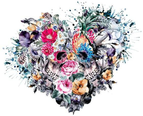 Diamond Painting Floral Heart Skull - OLOEE