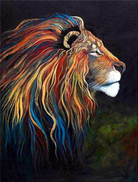 Diamond Painting Colorful Fearless Lion - OLOEE