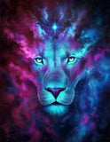 Diamond Painting Purple Blue Powerful Lion - OLOEE