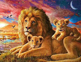 Diamond Painting Affectionate Father Lion And Cubs - OLOEE