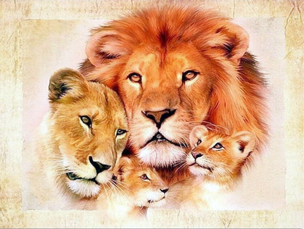 Diamond Painting Sweet Lion family - OLOEE