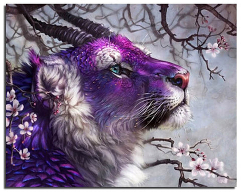 Diamond Painting Purple Horned Lion - OLOEE
