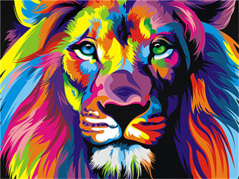 Diamond Painting Colorful Lion Face - OLOEE