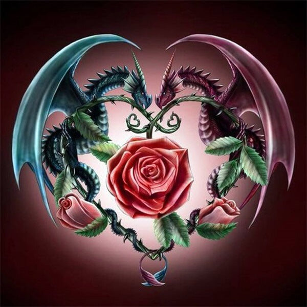 Diamond Painting Mythical Dragon Rose - OLOEE