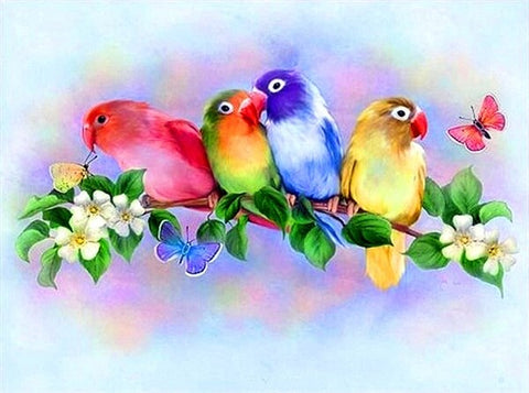 Diamond Painting Colorful And Lovely Birds - OLOEE