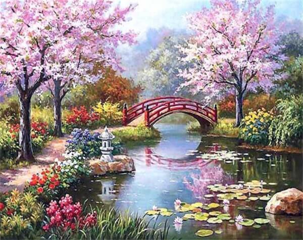 5D Diamond Painting Flowers by the Pond Kit