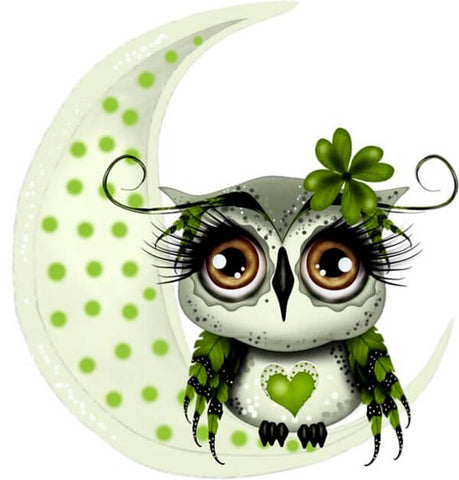 Diamond Painting Green Moon Owl - OLOEE