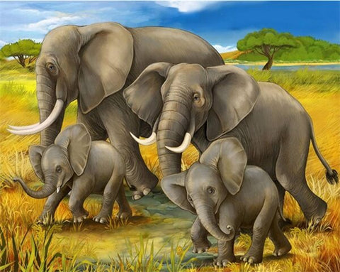 Diamond Painting Elephant On Fields - OLOEE
