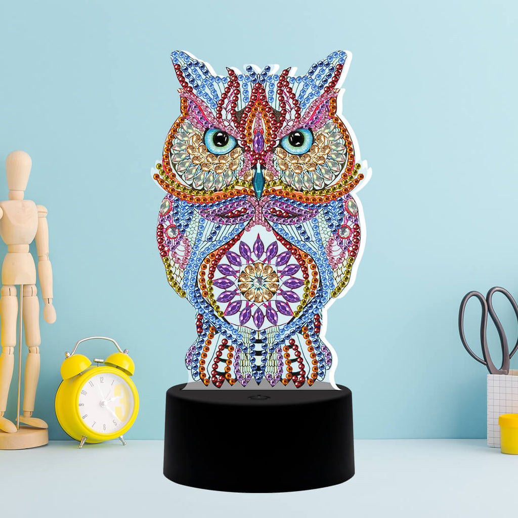 Colorful Owl Diamond Painting Lamp Kit LED Night Lights – OLOEE