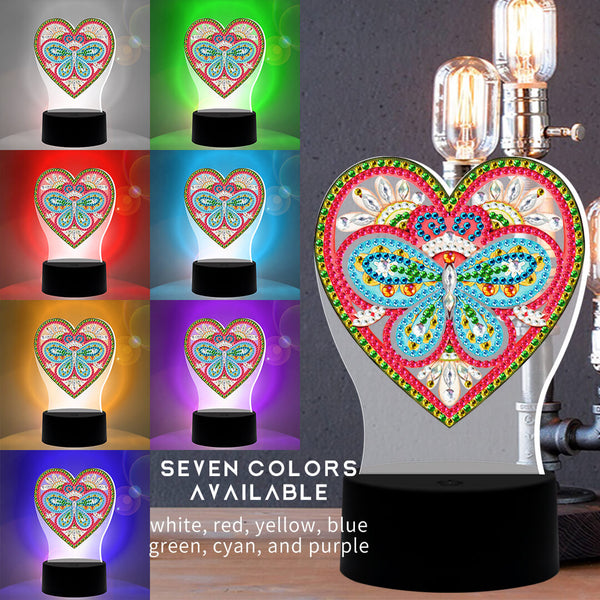 Butterfly Heart Diamond Painting Lamp