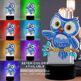 Blue Owl Diamond Painting Lamp