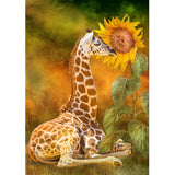 Diamond Painting Giraffe Smelling Sunflower - OLOEE