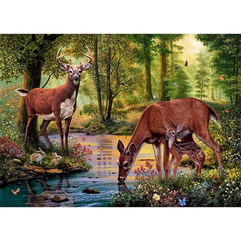 Diamond Painting Deers In Forest - OLOEE