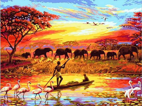Diamond Painting Africa Sunset Landscape - OLOEE