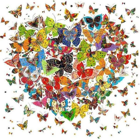 Diamond Painting Colored Butterfly Heart - OLOEE