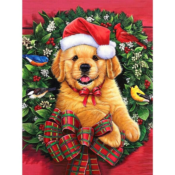 Cute Christmas Dog Diamond Painting Kits Full Drill – OLOEE