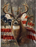 American Flag With Deer
