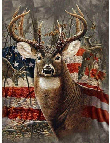 American Flag With Deer