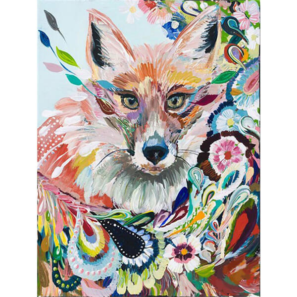 Diamond Painting Abstract Floral Fox - OLOEE