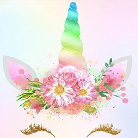 Diamond Painting Floral Rainbow Unicorn - OLOEE