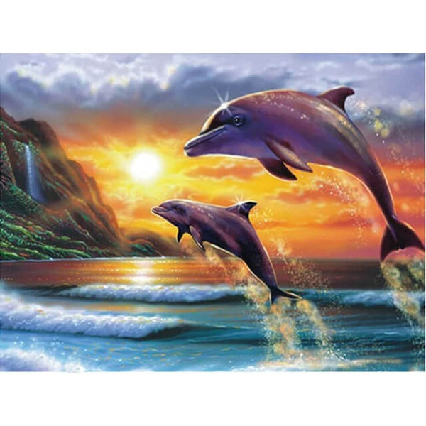 Diamond Painting Dolphins Sunrise Landscape - OLOEE