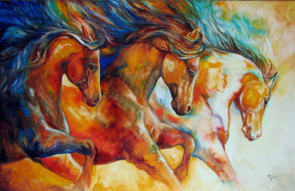 Diamond Painting Three Colorful Running Horses - OLOEE