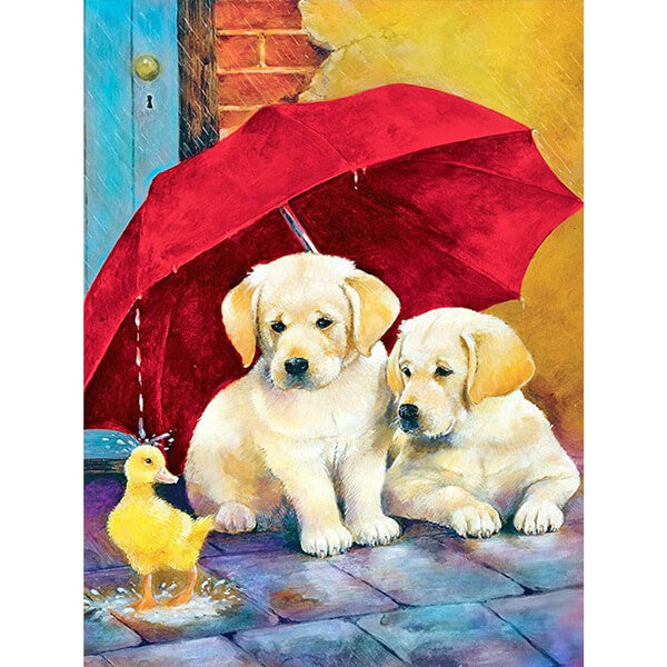 Dogs With Umbrella
