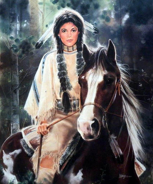 Indian Woman On Horse
