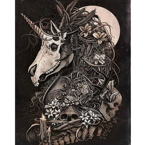 Diamond Painting Skull Dark Unicorn - OLOEE