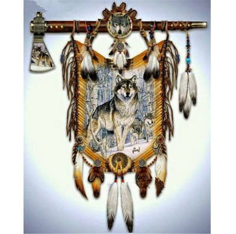 Diamond Painting American Indians Wolf - OLOEE