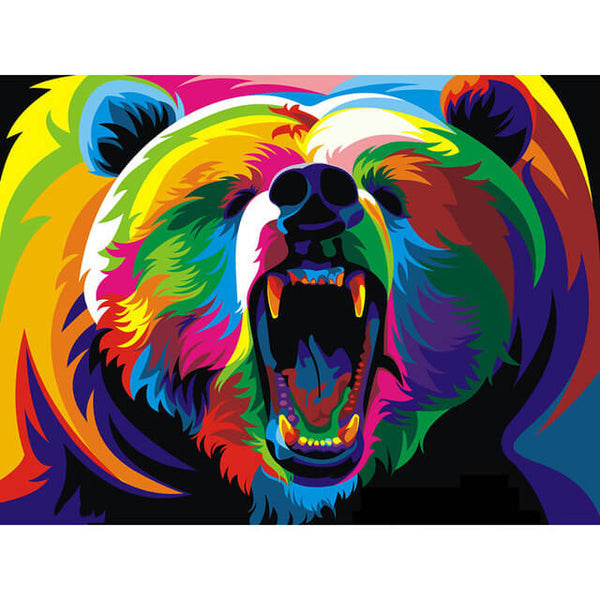Diamond Painting Colorful Roaring Bear - OLOEE