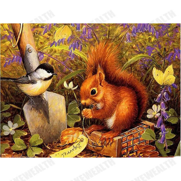 Diamond Painting Bird and Squirrel - OLOEE