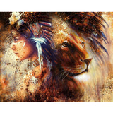 Diamond Painting Indian Woman and Lion - OLOEE