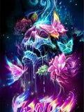 Diamond Painting Neon Butterfly Skull - OLOEE