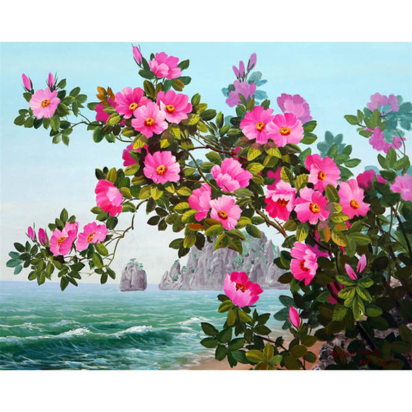 Diamond Painting Pink Flowers By The Bay - OLOEE