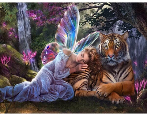 Diamond Painting Tiger and Fairy - OLOEE