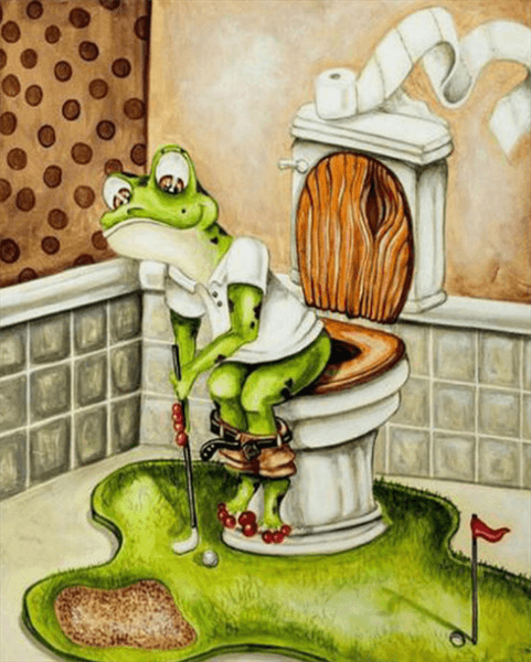 Diamond Painting Golf Toilet Frog - OLOEE