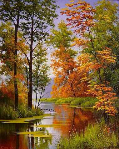 Diamond Painting Fall River Landscape - OLOEE
