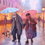 Diamond Painting Old Couple In The Rain - OLOEE
