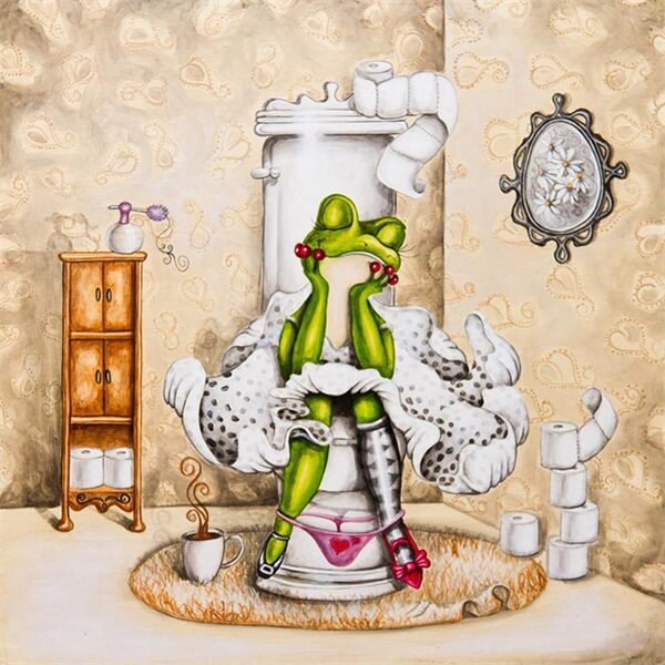 Diamond Painting Thinking Toilet Frog - OLOEE
